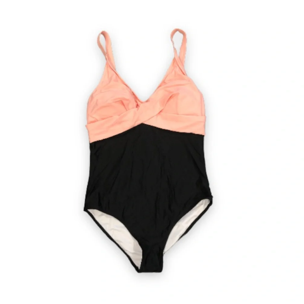 B2prity One Piece Swimsuit Front Cross Black and Pink - Picture 2 of 5